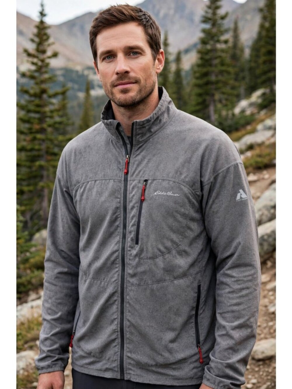 Eddie Bauer First Ascent Men's 2XL Lightweight Jacket Heather Gray Stretch